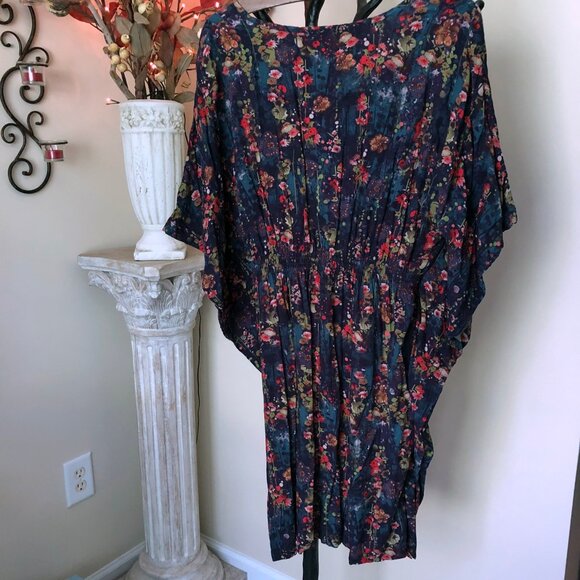 Natural Life Sanibel kaftan cover-up L Large floral relaxed dress kimono - Picture 3 of 9